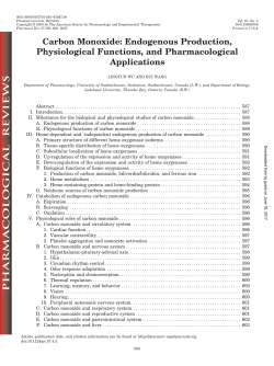 Carbon Monoxide: Endogenous Production, Physiological Functions