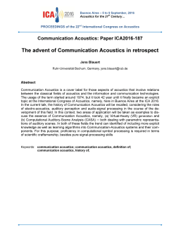 The advent of Communication Acoustics in retrospect