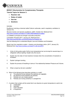 BIOO211 Biochemistry for Complementary Therapists Tutorial