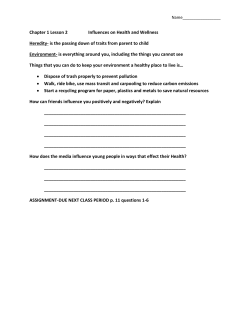 Chapter 1 Lesson 2 Influences on Health and Wellness Heredity