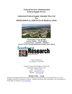 Authorized Federal Supply Schedule Price List for Professional