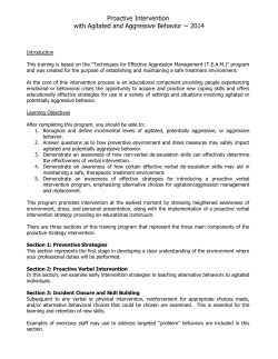 Proactive Intervention with Agitated and Aggressive Behavior