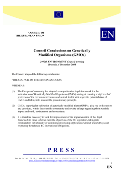 E Council Conclusions on Genetically Modified Organisms (GMOs)