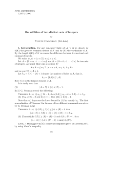 On addition of two distinct sets of integers