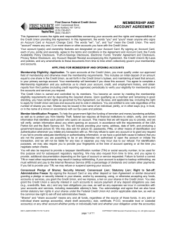 Personal Membership Agreement - First Source Federal Credit Union
