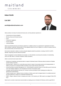 Maitland Chambers Barrister`s CV: Adam Smith