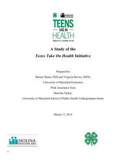 A Study of the Teens Take On Health Initiative - 4-H