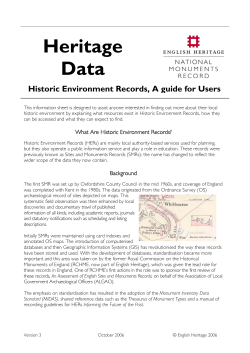 Heritage Data Historic Environment Records, A