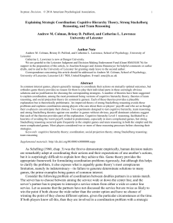 Explaining Strategic Coordination: Cognitive Hierarchy Theory
