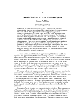 Nouns in WordNet: A Lexical Inheritance System George A. Miller