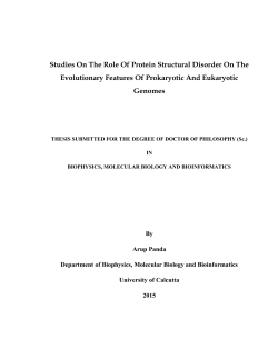 Studies On The Role Of Protein Structural Disorder On The