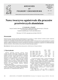 Nowe tworzywa ogniotrwałe dla proces&oacute;w przetw&oacute;rczych aluminium