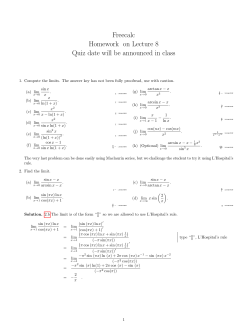Freecalc Homework on Lecture 8 Quiz date will be