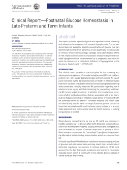 Postnatal Glucose Homeostasis in Late