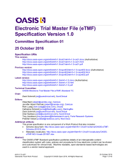 Electronic Trial Master File (eTMF) Specification Version 1.0