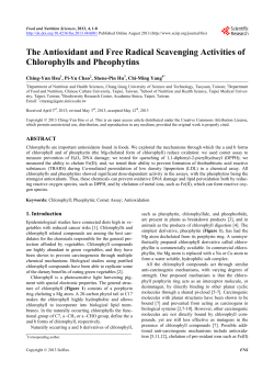 The antioxidant and free radical scavenging activities of chlorophylls