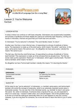Lesson 2: You`re Welcome