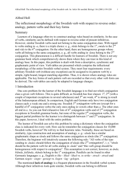 Alfred Holl The inflectional morphology of the Swedish verb with