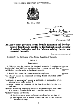 National Industries ( Licensing Registration) Act, 1967