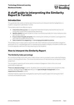 A staff guide to interpreting the Originality Report