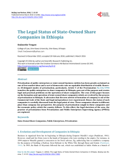 The Legal Status of State-Owned Share Companies in Ethiopia