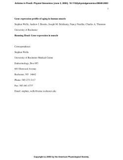 1 Gene expression profile of aging in human muscle Stephen Welle