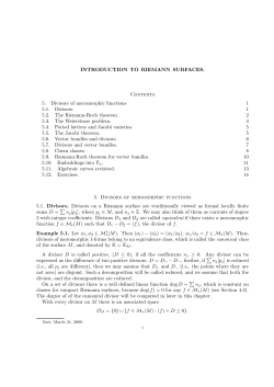 INTRODUCTION TO RIEMANN SURFACES. Contents 5. Divisors of