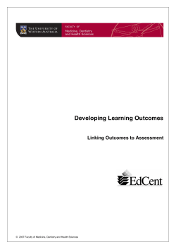 Developing Learning Outcomes - The University of Western Australia