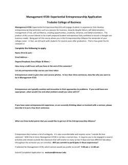 Management 4720: Experiential Entrepreneurship Application