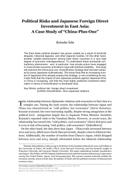 Political Risks and Japanese Foreign Direct Investment in East Asia