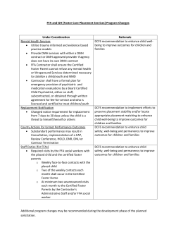 FFA and GH (Foster Care Placement Services) Program