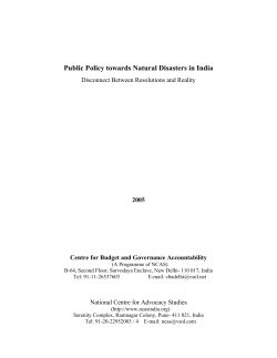 Public Policy towards Natural Disasters in India