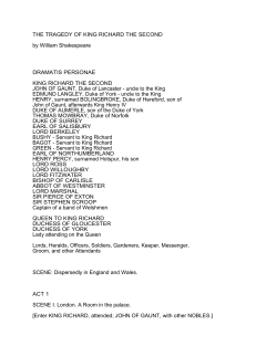 THE TRAGEDY OF KING RICHARD THE SECOND by