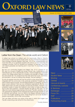 OxFORd lAw NEwS - Faculty of Law | University of Oxford
