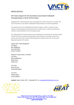 MEDIA RELEASE ACT teams depart for the Australian Junior Beach