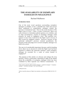the availability of exemplary damages in negligence