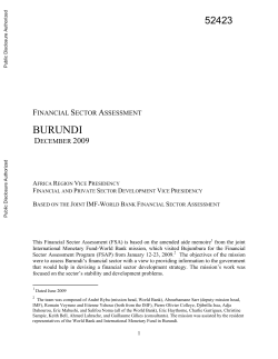 Burundi Financial Sector Assessment