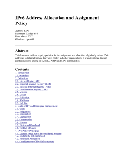 IPv6 Address Allocation and Assignment Policy