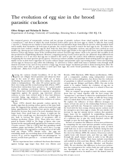 The evolution of egg size in the brood parasitic cuckoos