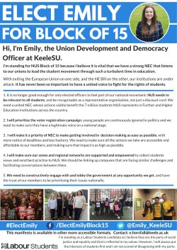 Emily Horsfall Block 15 NUS manifesto