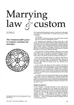 The Commonwealth`s power to recognise customary law