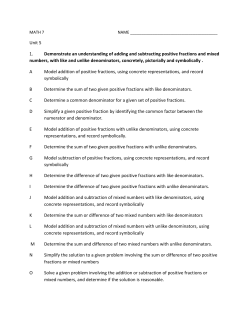 Unit 5 1. Demonstrate an understanding of adding and subtracting