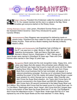 Newsletter -- February 9, 2016
