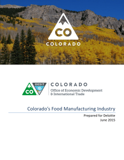 Colorado`s Food Manufacturing Industry
