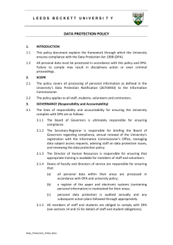 Data Protection Policy - Leeds Beckett University