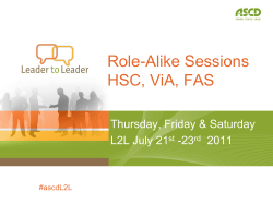 Role-Alike Sessions HSC, ViA, FAS