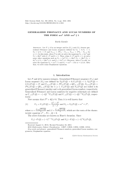GENERALIZED FIBONACCI AND LUCAS NUMBERS OF THE