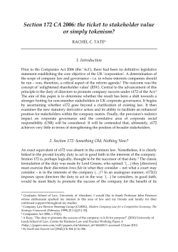 Section 172 CA 2006: the ticket to stakeholder value or simply
