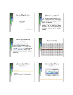 Chemical Equilibrium Chemical Equilibrium Chemical Equilibrium
