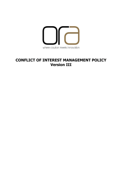 CONFLICT OF INTEREST MANAGEMENT POLICY Version III